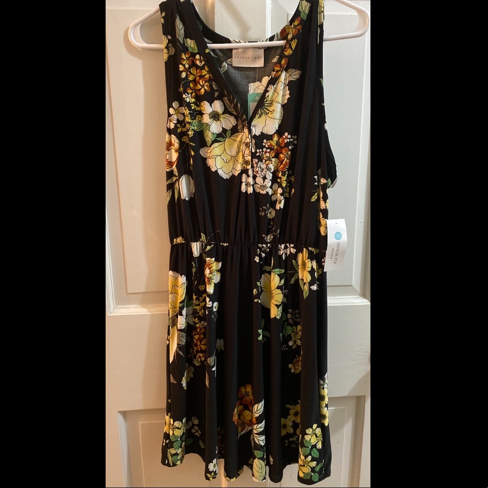 NWT black and floral sleeveless dress